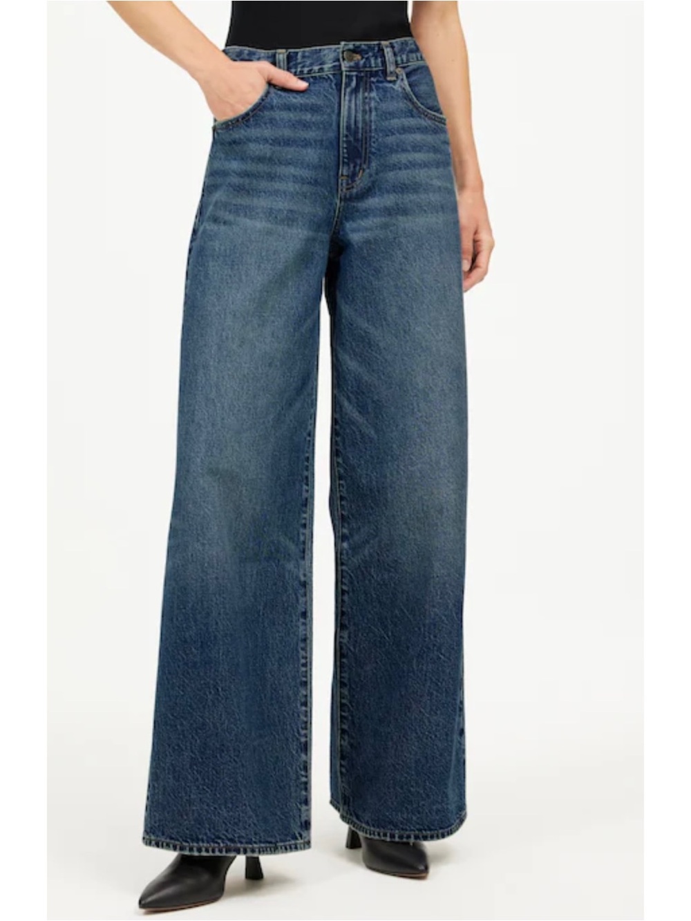 Madewell Medium Concho Wash Rigid Superwide-Leg Jeans Size 28